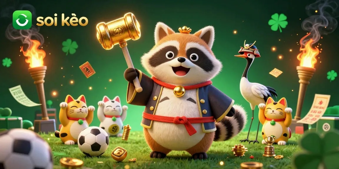 Engage with soi kèo betting strategies featuring cheerful tanuki and lucky motifs.