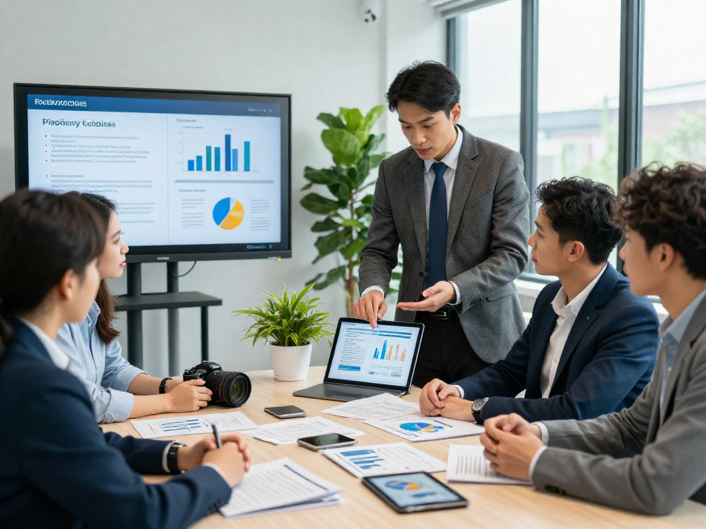 Branchenlösungen – Übersicht in a business meeting on data privacy and accessibility solutions
