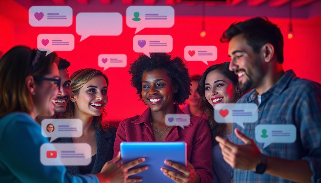 Vibrant scene of diverse users engaging in a warm sex chat environment online.