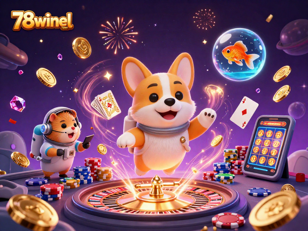 Experience thrilling gaming at 78winel com with a vibrant illustration of a space casino.