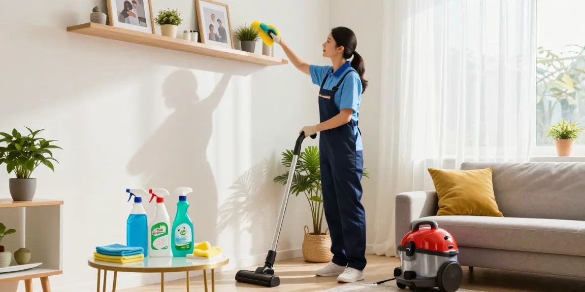 Home cleaning services in Bern with professional cleaner showcasing meticulous care and attention to detail.