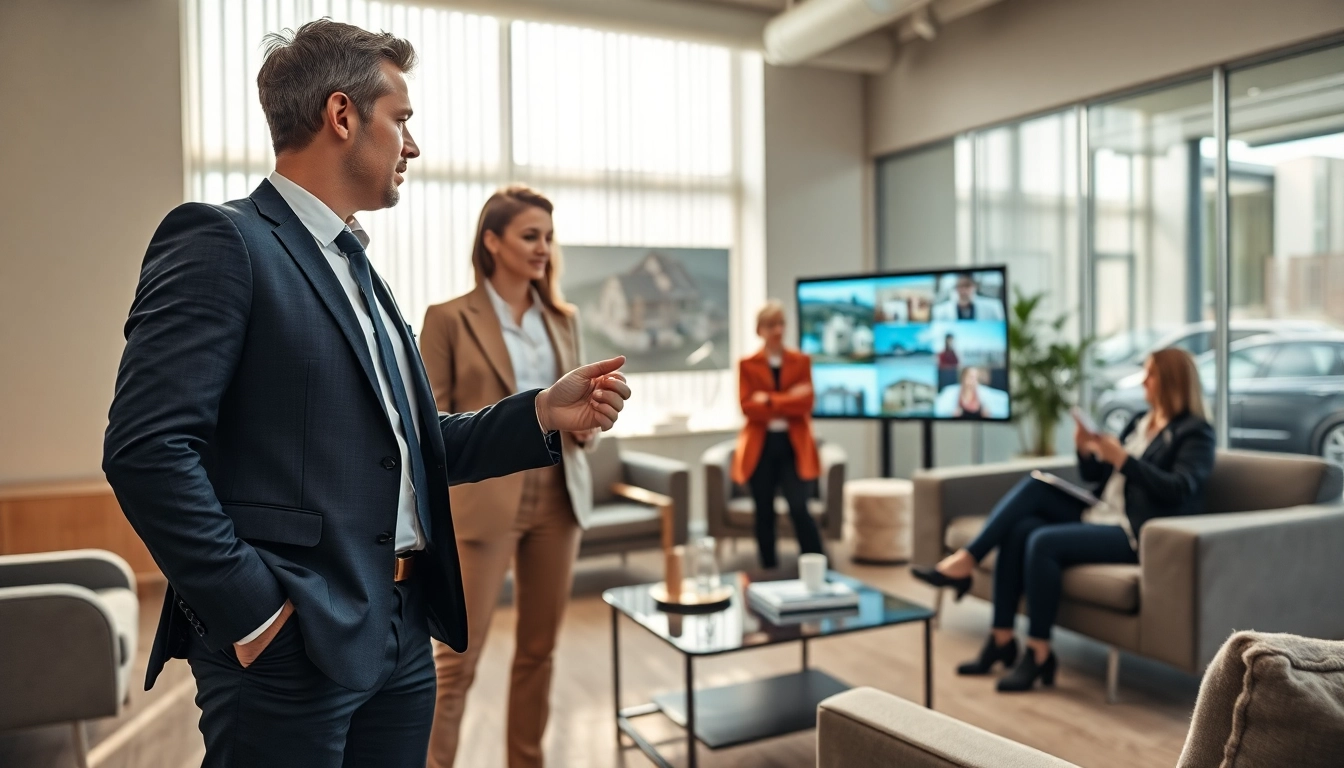 Immobilienmakler Frankfurt Riedberg berät Kunden zu Immobilienangeboten in modernem Büro.