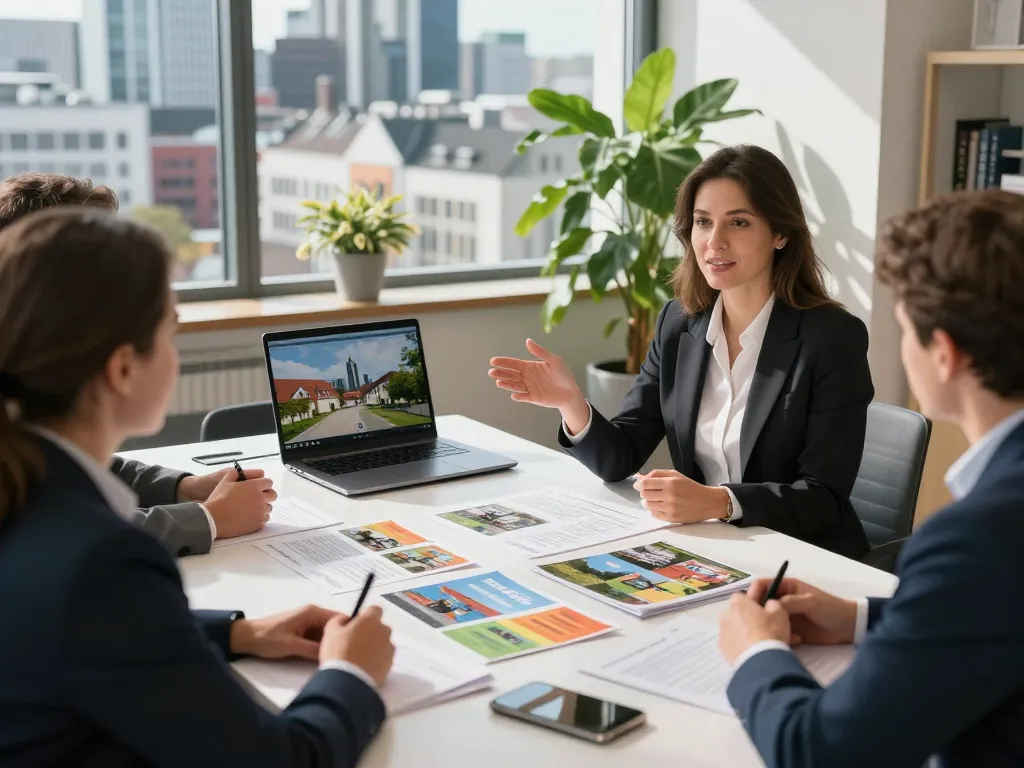 Engagierter Immobilienmakler, der Immobilien als Immobilienmakler Frankfurt Preungesheim präsentiert.