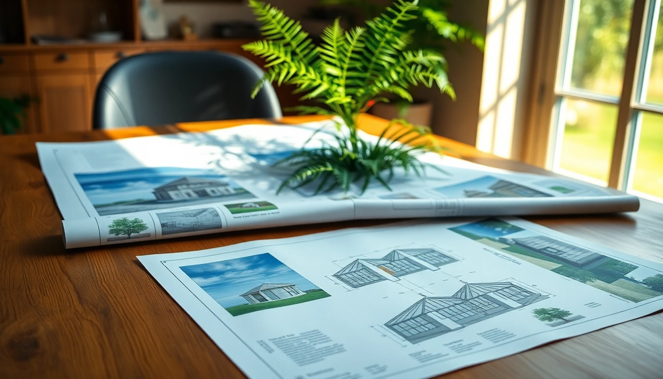Direkt zur Website: Detaillierte Plaene fuer einen Wintergarten auf einem Tisch.